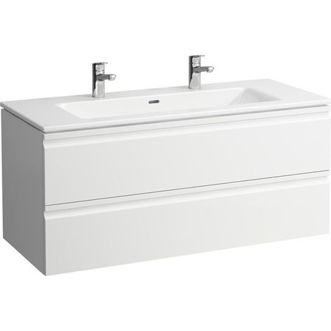 LAUFEN PRO S lavabo avec meuble sous-vasque, 2 tiroirs, 2 trous pour robinetterie, LAUFEN blanc mat