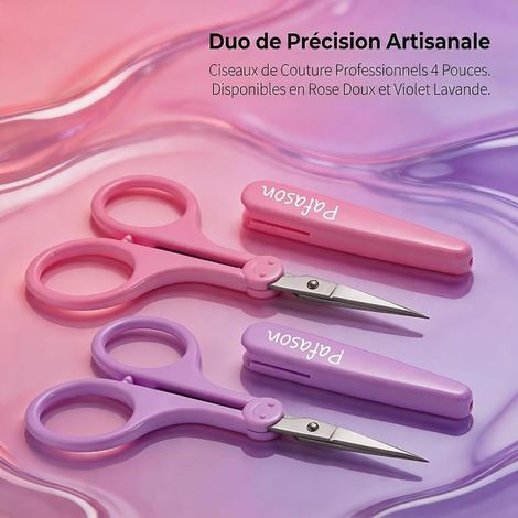Asdirne Ciseaux en acier inoxydable, style moderne, poignée souple, lot de 4 pièces - Orange (1/3)