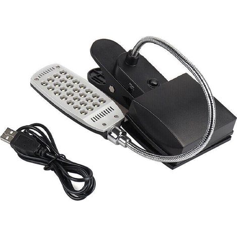 Lampe à pince Flexible Noire LED Pile Secteur USB - 28 ampoules & 3 modes d’éclairage (1/5)