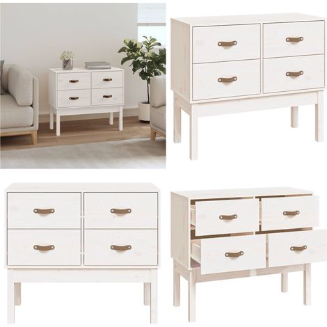 Armoire console Blanc 90x40x78 cm Bois de pin solide - Meuble De Rangement - Buffet - Commode - Armoire Blanche - Meuble Entrée - Home & Living