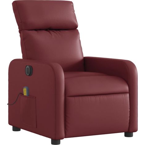 Poltrona relax TV reclinabile elettrica funzione massaggio 6 punti massaggio in PVC rosso bordeaux DEC027240