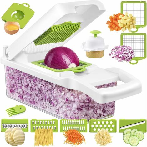 Vegetable mincer, vegetable cutter, meat mincer, professional meat mincer, vegetable mincer, vegetable mincer and vegetable cutter, garlic mincer kitchen mandolin with container (1/5)
