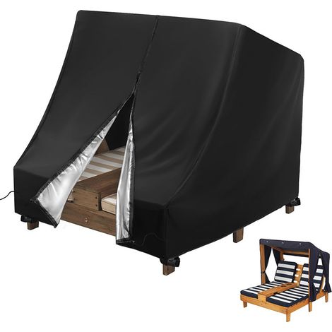 Housse de chaise longue double en bois, idéale pour les chaises longues d'extérieur pour enfants, imperméable et résistante aux intempéries. (1/5)