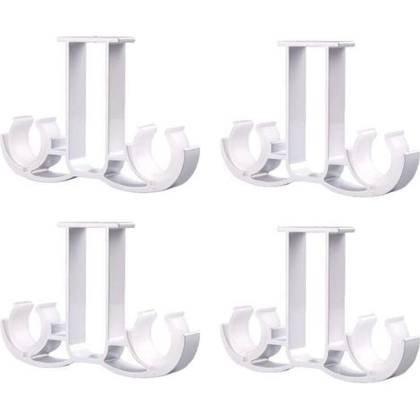 Juego de 4 soportes de aluminio para barras de cortina, montaje en pared y techo, aleación, para baño y sala de estar (blanco) (1/4)