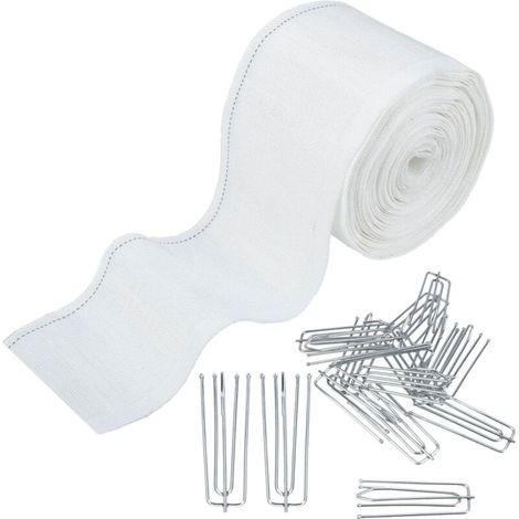 Ruban plissé et crochets pour rideaux, 6 mètres (6,56 yards) de ruban plissé avec 15 crochets à 4 griffes en acier inoxydable pour rideaux plissés (kit de montage pour rideaux plissés, blanc) (1/4)