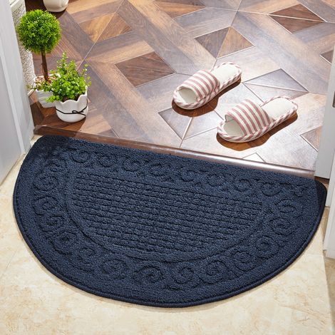 Alfombra de entrada semicircular, alfombra antideslizante para el hogar, alfombra de entrada para el baño, alfombra de regalo con logotipo (azul oscuro, 40 x 63 cm) (1/5)