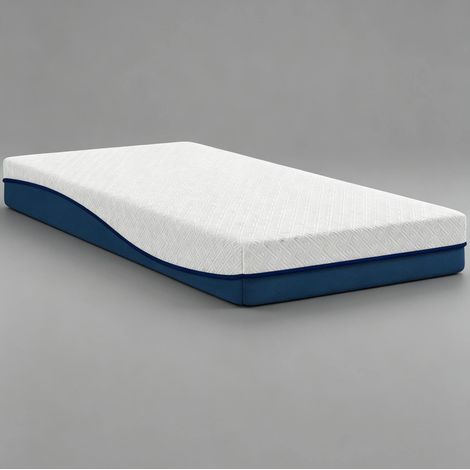 Materasso 90x190 cm in poliestere blu e bianco, memory foam, comfort moderno (1/5)