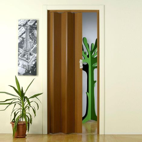 Innen-Falttür "Maya" 83 x h 214 cm aus PVC "Made in Italy" -Farbe Dunkles Holz
