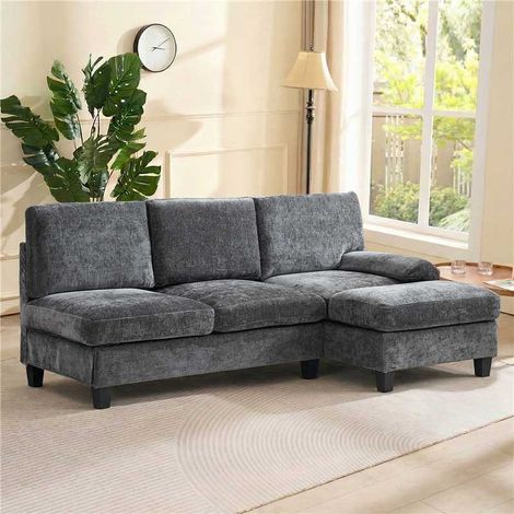 Divano e poltrona imbottiti 19411881 cm, divano angolare a 3 posti per soggiorno, appartamento, salotto e camera da letto – divano letto a L, divano relax, grigio