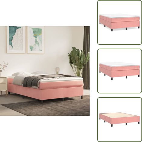 Cama de muelles ensacados - vidaXL Cama box spring con colchón terciopelo rosa 140x190 cm - Cama con terciopelo rosa