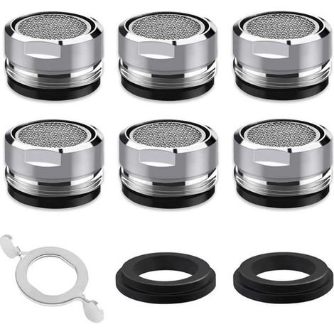 Aérateur de robinet M24, 6 pièces d'aérateur de robinet économe en eau avec filtre en acier inoxydable et ABS - Pièces de robinet de cuisine (1/5)