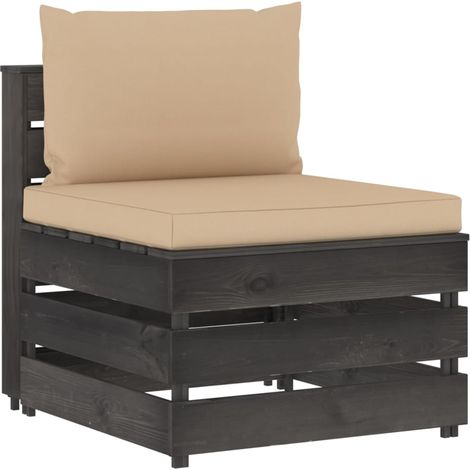 Canapé central sectionnel Contemporain - Sofa Divan Banquette - avec coussins Bois imprégné de gris Chic-137031 (1/4)