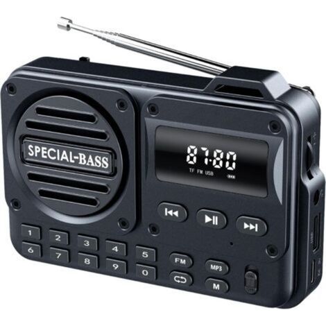 ALLIANDISRadio de poche, radio FM rechargeable avec excellente réception, écran LCD, pour la marche/le jogging, noir (1/5)