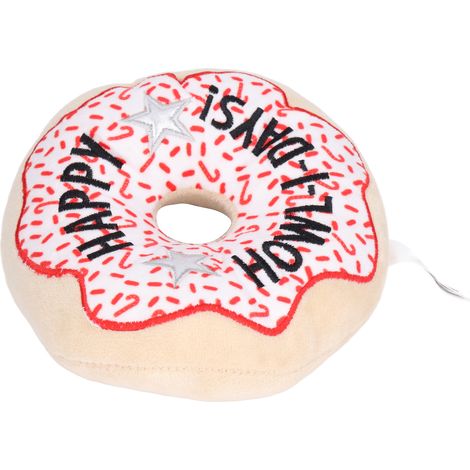 Donutförmiges Plüschtier für Haustiere, bissfest, Weihnachtsmotiv, quietschendes Spielzeug für Hunde und Welpen, CatCrutchs weiß (1/5)
