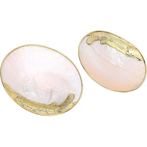Seashell Jewelry Tray, 2-Piece Decorative Seashell Trinket Dish, Seashell Ring Holder Organizer for Rings, Earrings, Bracelets, Necklaces, Watch Keys (1/5)