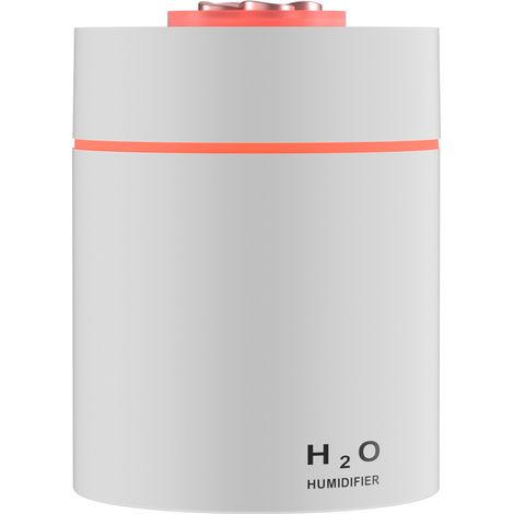 Mini humidificateur et purificateur d'air à brume, silencieux, arrêt automatique, alimentation USB, veilleuse LED, humidificateur portable pour voiture, maison et bureau. (1/4)