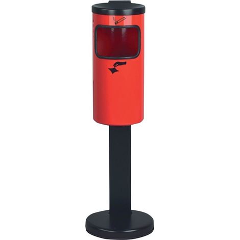 Poubelle cendrier rond rouge avec support