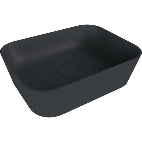Polysan Banera - Aufsatzwaschtisch 50x35 cm, ohne Überlauf, ohne Hahnloch, anthrazit matt 14596.51