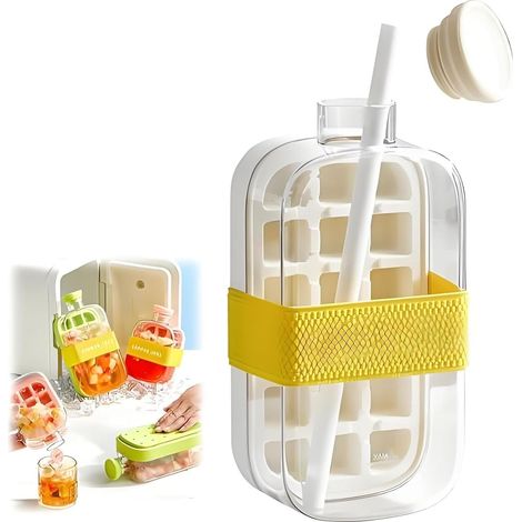 Botella para cubitos de hielo 2 en 1: moldes reutilizables y sin contacto. (1/4)