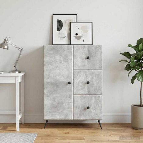 Buffet vaisselier 3 tiroirs gris béton 66 x 34,5 x 90 cm en bois d’ingénierie - PANGIVO (1/5)