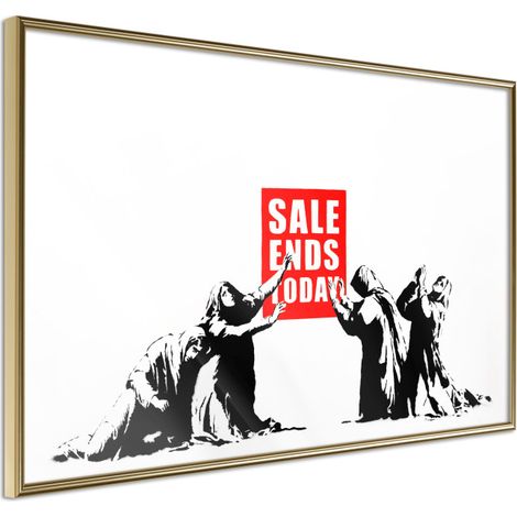 Affiche Murale Encadrée "Banksy Sale Ends" 30 x 20 cm Or