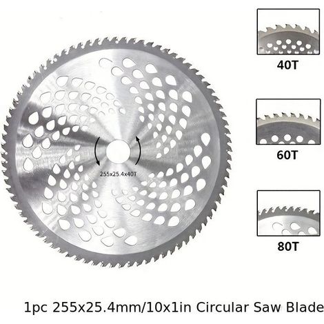 10-Zoll-Sägeblatt aus Aluminiumlegierung mit 40 Zähnen, 25,4 mm Bohrung, für Benzin-Freischneider (1/5)