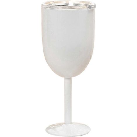 Verre à vin en acier inoxydable à double paroi, grand format, résistant, blanc. (1/4)