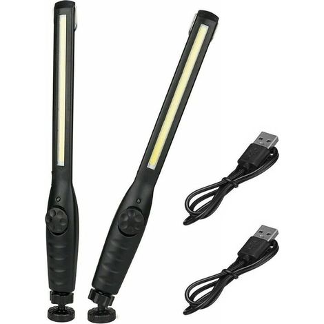 Linterna de trabajo LED magnética de 2 piezas, linterna recargable superbrillante para garaje, camping, senderismo, reparación de automóviles, emergencias. (1/5)