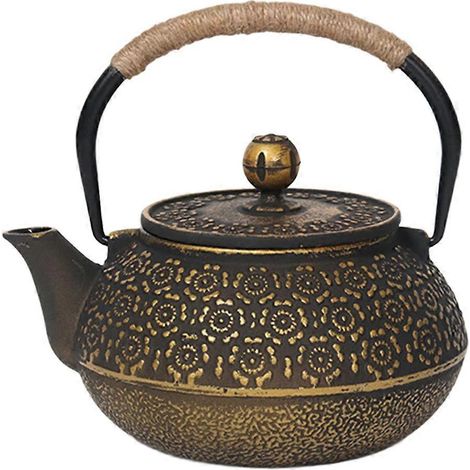 Théière en fonte de 900 ml, motif japonais, cafetière/théière, avec filtre à thé, ustensiles de cuisine, théière. (1/5)