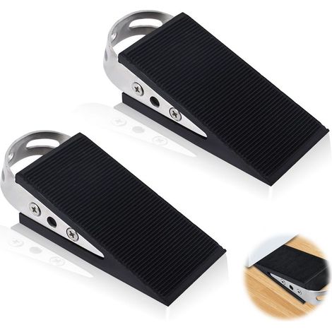2 butées de porte en caoutchouc noir - Butées de porte portables pour usage domestique (1/5)