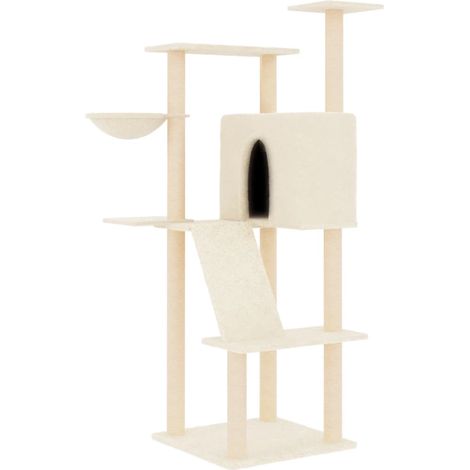 vidaXL-Katzenbaum mit Sisal-Kratzstellen Creme 143 cm