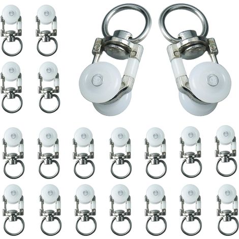 Lot de 20 roulettes de rail de rideau blanc - Convient pour accrocher des rideaux