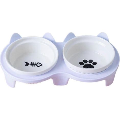 Cuencos de cerámica para gatos, cuencos dobles para comida y agua, cuencos de cerámica elevados (1/5)