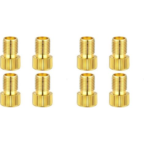Lntyq Lot de 8 Embout Pompe Velo, Embout de Gonflage, Adaptateurs pour Valve de Vélo Presta vers Schrader, en Laiton (1/5)