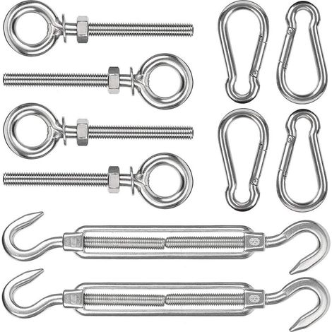 Kit De Fixation Pour Voile D'ombrage, Trousse De Quincaillerie En Acier Inoxydable, M8 Soleil Voile D'ombrage Kit De Fixation Pour Triangle Et Carré, Rectangle, 10 Pcs (1/5)