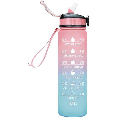 1000 ml Gratis Motivations-Fitnessbecher mit Zeitmarkierung, Farbverlauf, mattierte Outdoor-Wasserflasche-Style 3