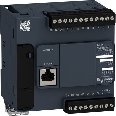 Controlador Modicon M221 16 ES IP20 con 16 E/S digitales y 2 entradas analógicas