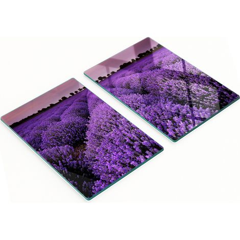 Pannelli decorativi multifunzionali in vetro temperato, motivo campo di lavanda, 2x40x52 cm (1/5)