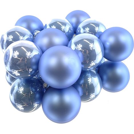 Christbaumkugeln Sky Blue 5 x glänzend & 5 x matt Ø 6 cm aus Glas - 10er Set