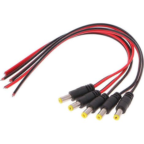5 Stück 5,5 x 2,1 mm Stecker für Gleichstrom-Netzteilanschluss (12 V) für CCTV-Netzteil