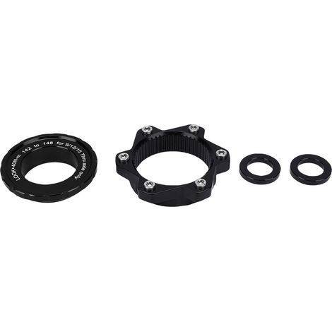 Center-Lock-Adapter für 142-mm- auf 148-mm-x-12-mm-Fahrradachsen, Center-Lock-auf-6-Loch-Adapter für 12-mm-Steckachsen, schwarz (1/5)