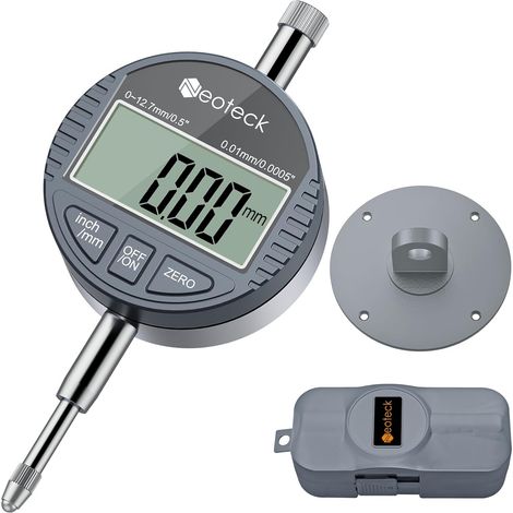DTI Comparateur Numérique 0.01/.0005'' Comparateur Mécanique Indicateur de Palpeur Numérique Gamme 0-12.7mm/1'' Indicateur Electronique Mesure Jauge à Cadran Numérique (1/5)