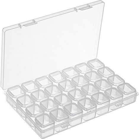 boite rangement diamond painting,boite rangement vis,petite boite,boite a bijoux transparente,28 compartiments, pour petites pièces, ongles, perles, bijoux (1/5)
