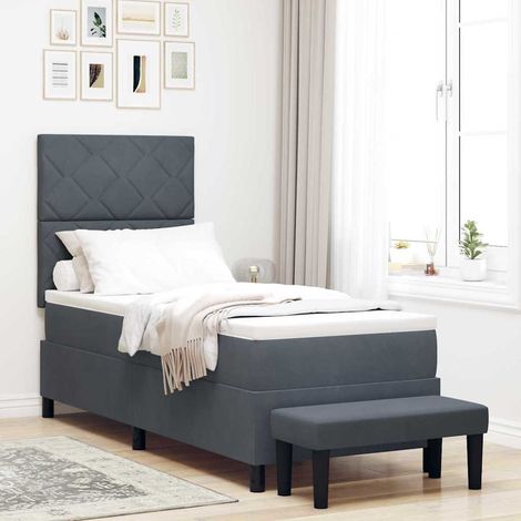 Boxspringbett mit Kopfteil Dunkelgrau 200 x 80 cm Samt vidaXL (1/5)