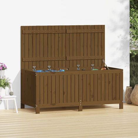 Coffre de rangement de jardin avec couvercle hydraulique en pin massif marron miel 147 x 68 x 64 cm - PANGIVO (1/5)