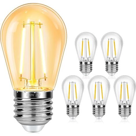 Ampoules E27 S14 2W, LED Filament, Equivalent à Ampoule 20W, Blanc Chaud 2700K, 160LM, IP44, Intérieur et Extérieur Guirlande (1/5)
