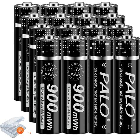 Cargador de baterías recargables, capacidad para 8 baterías, tecnología de carga inteligente, 16 baterías AAA. (1/2)