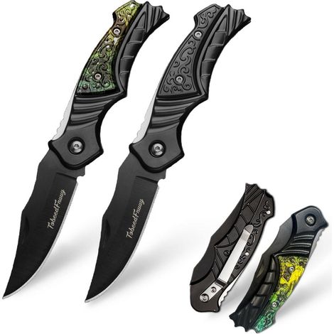 2er Set Klappmesser Edelstahl 3Cr13 Mini Taschenmesser EDC Schwarz