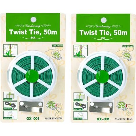 Attache pour Plantes de Jardin Attache de Fil pour Plantes Multifonctionnel Attache de Support de Plantes avec Tondeuse pour Organisation de Jardinage à Domicile 2 Rouleaux 100m (Vert) (1/5)