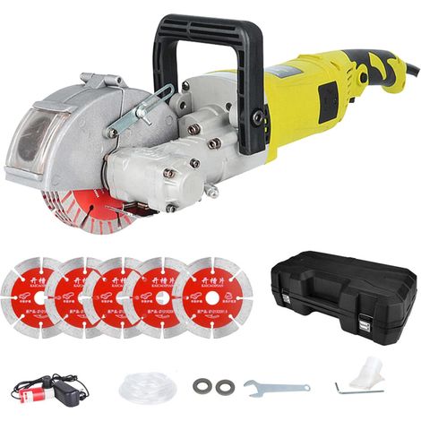 Rainureuse électrique 4000W, rainureuse de fente pour murs, 7500 tr/min - Profondeur/largeur réglable - Lames 5×125mm, pompe à eau avec tuyau de 3 m - Sans poussière avec raccord d’aspiration, pour (1/5)